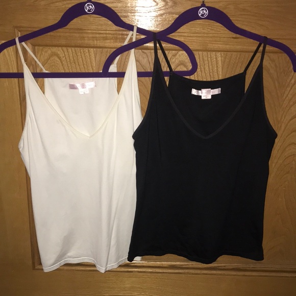 Victoria's Secret Tops - 2 Victoria’s Secret V-Neck with Shelf Bra Camisoles. 1 White 1 Black Size M